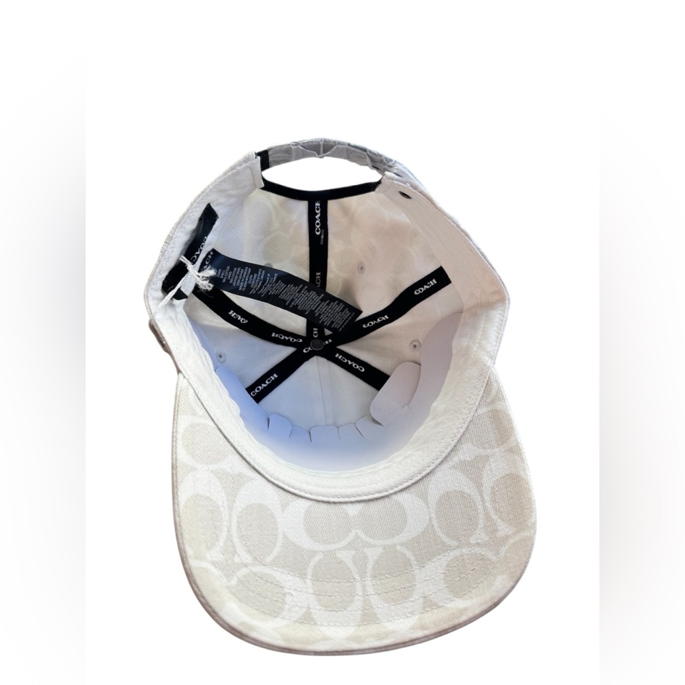 Coach Signature Denim Baseball Hat in Chalk, made of 100% cotton. - Picture 4 of 7